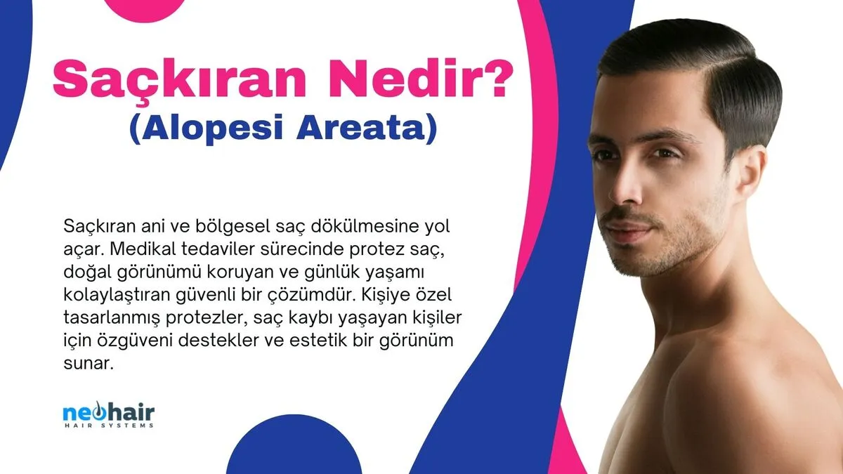 Saçkıran (Alopesi Areata) ani saç dökülmesine neden olabilir. Kaçınılmaz saç kaybını protez saç ve medikal tedavi yöntemleriyle önleyin. Kişiye özel çözümlerle özgüveninizi koruyun ve doğal görünümünüzü yeniden kazanın.